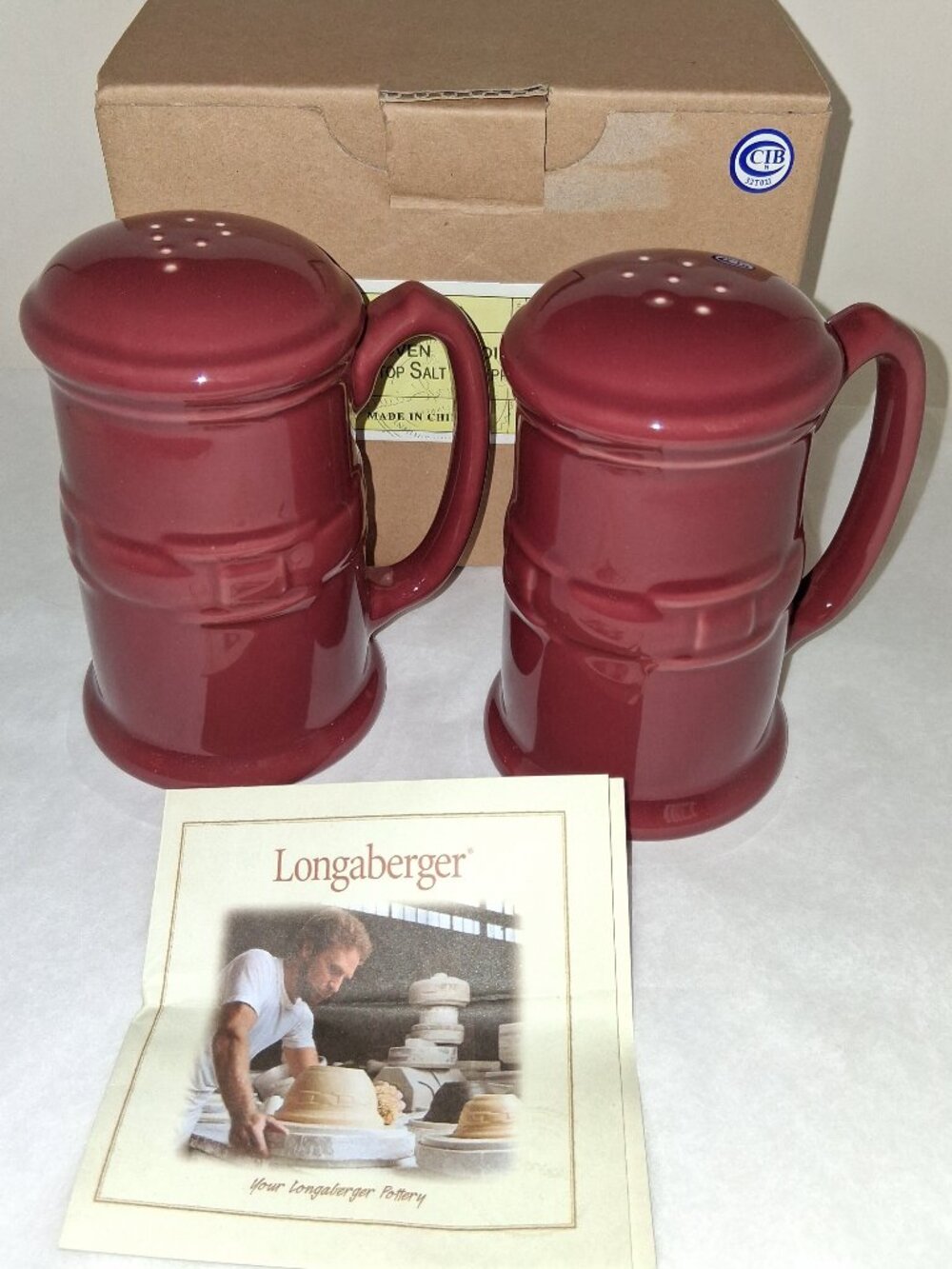 LONGABERGER Woven Traditions Salt & Pepper Red Paprika NEW in Box 3171540